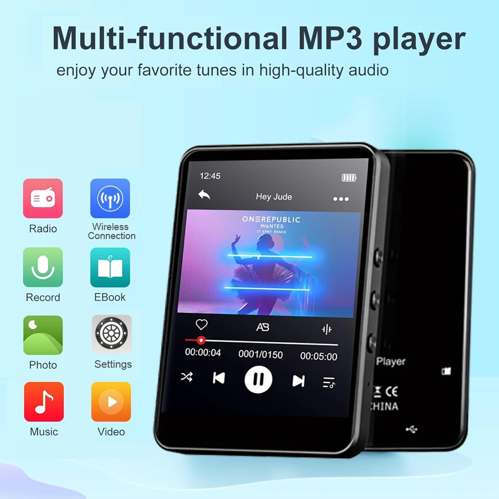 24インチmp3プレーヤー、64tfカード対応、音楽、電子書籍、目覚まし時計、ボイスレコーダー、その他多機能ポータブル音楽プレーヤー