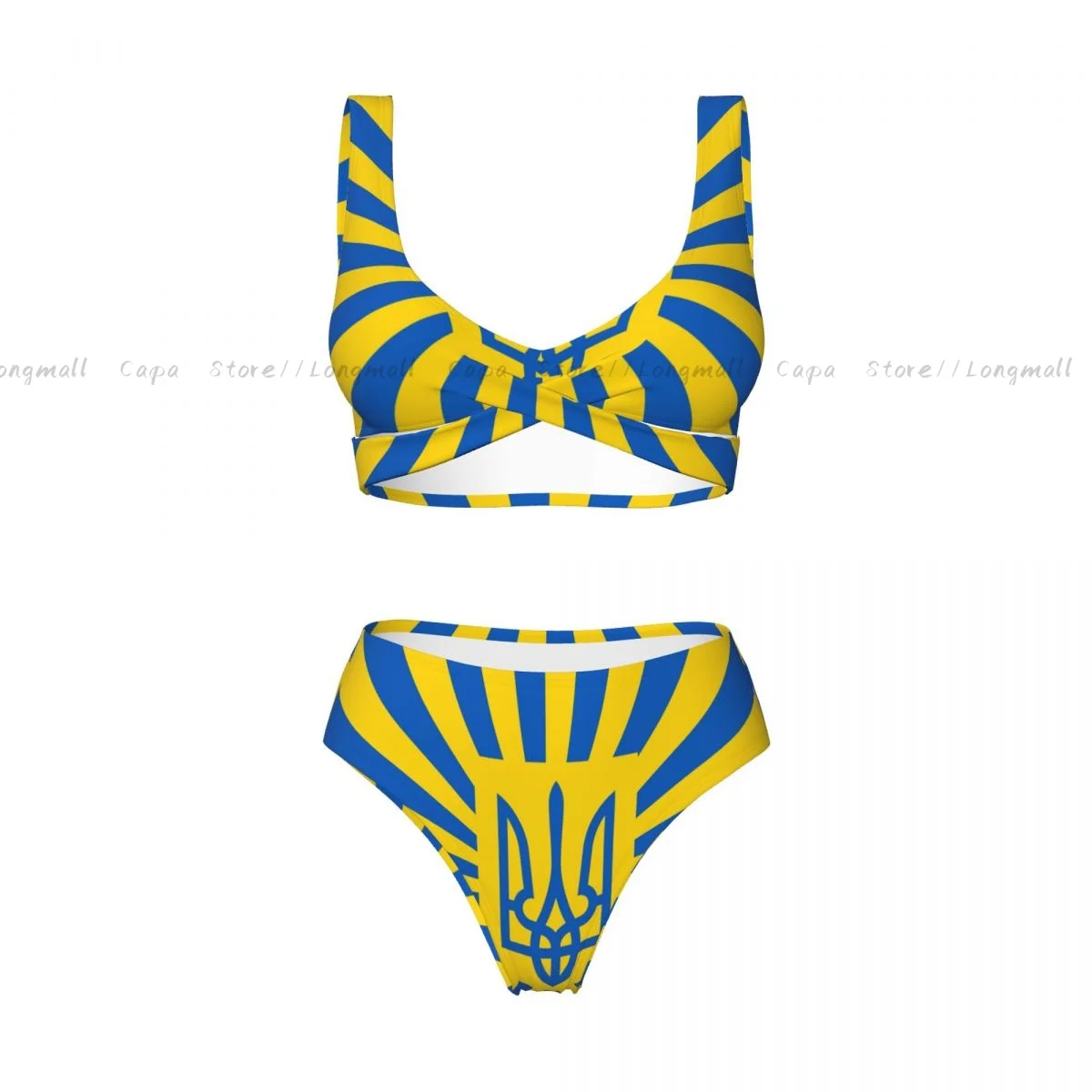 Sexy Bikini-Set mit Ukraine-Flagge für Damen, 2-teilige Badebekleidung, grenzüberschreitender Stil