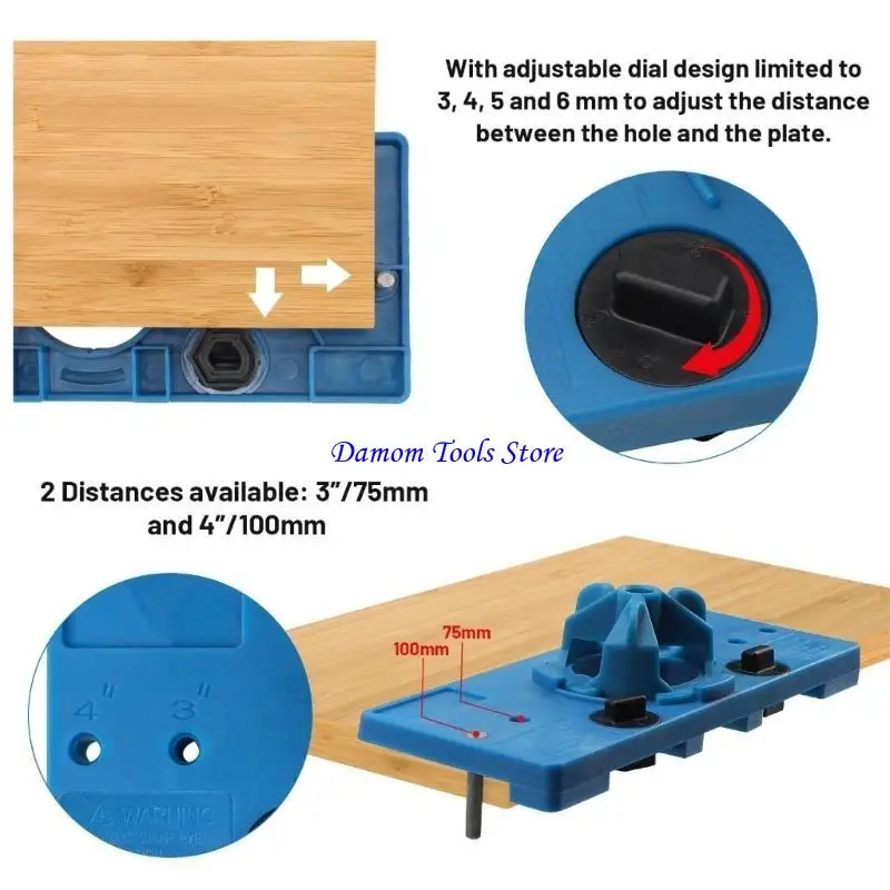 57BE Achieve Perfect Alignment using 35mm Hinge Boring Jig and Small Blue Lock Hole Locator