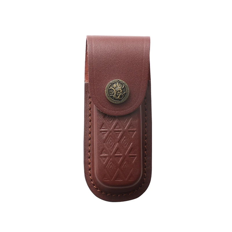 Handmade Genuine Leather Pocket Knife Case - Durable Cowhide Side-Mounted Folding Knife Protection Case For Storing The Leather view 5