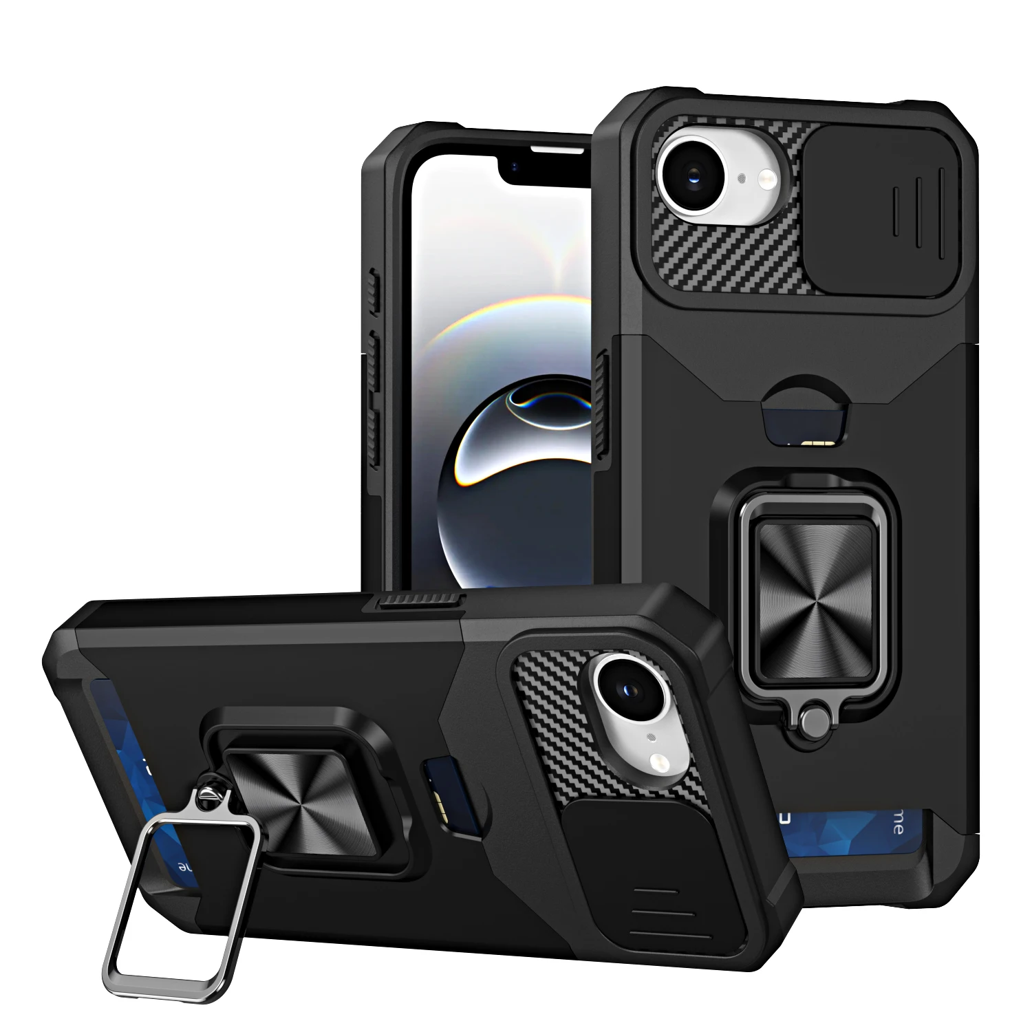 Schwarz mit verschiebbarer Hülle, robuster Schutz, iPhone 16 15 14 13 12 11 Pro Max Plus 7 8 15 16Plus 12 Mini Magsafe Magnethülle