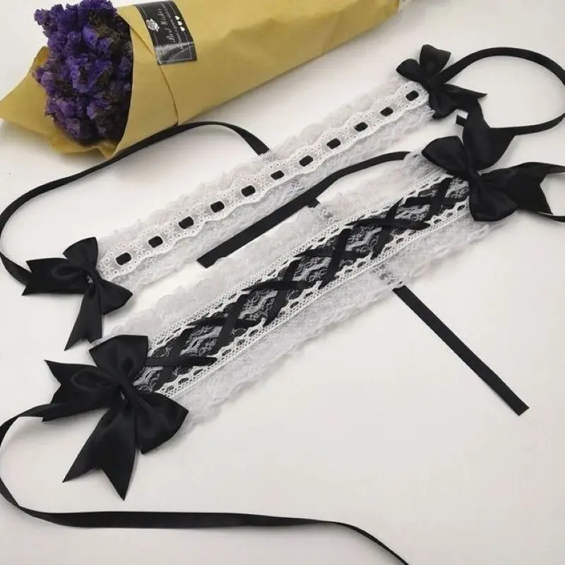 ロリータ風フリルヘッドバンド レースリボンヘアアクセサリー 可愛い女の子用 多用途ヘアアクセサリー ヘアバンド ヘアアクセサリー