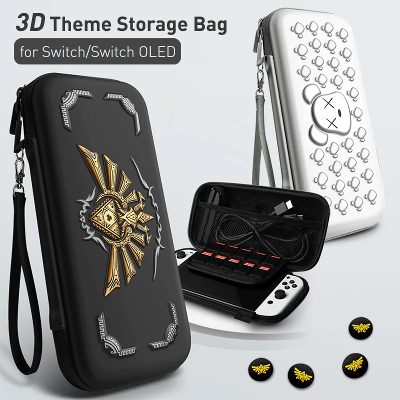 Tas Penyimpanan Tema 3D untuk Nintendo Switch Portabel Membawa Casing Keras Tahan Air NS Beralih Aksesori Game OLED