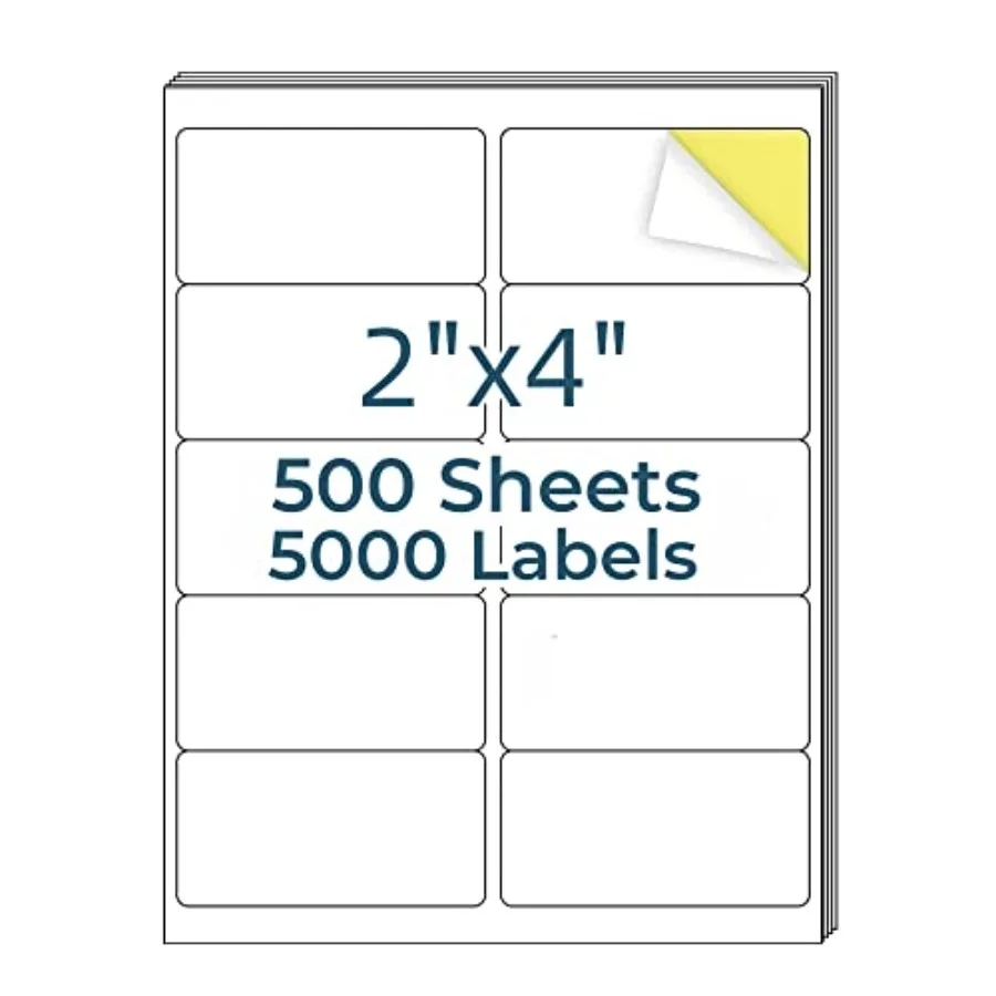 

2" x 4" Mailing Labels0 Address Labels Printable White Shipping Labels for Laser/Inkjet Printer Permanent Adhesive Sticker Labe