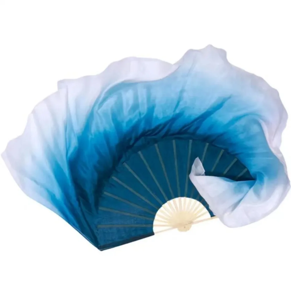 

Durable Chinese Classical Dance Fan Traditional Gradient Ink Blue Hand Fan Double-Sided Hand Dye Folding Fan Adults