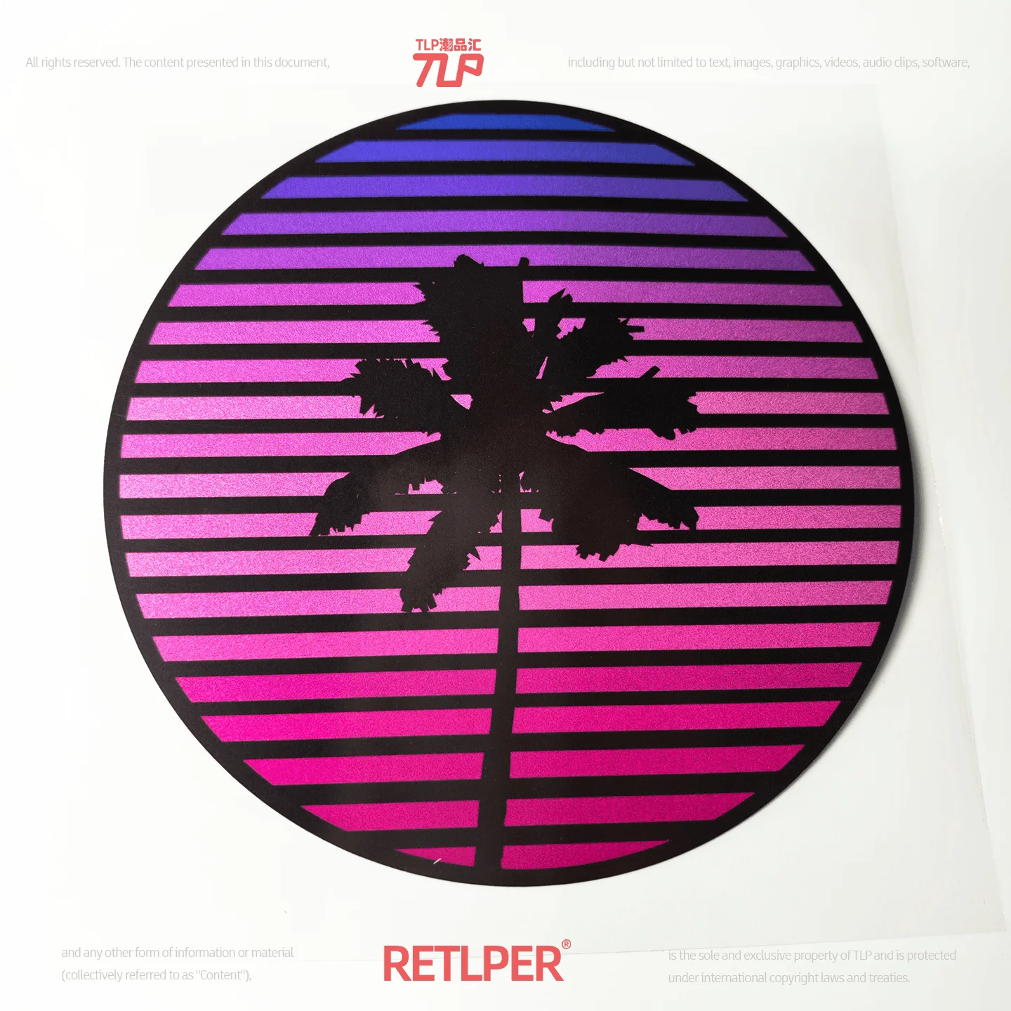 RETLPER Reflecterende Autosticker Zonsondergang Kokospalm Vaporwave Elektronische Glitch Retro Sticker