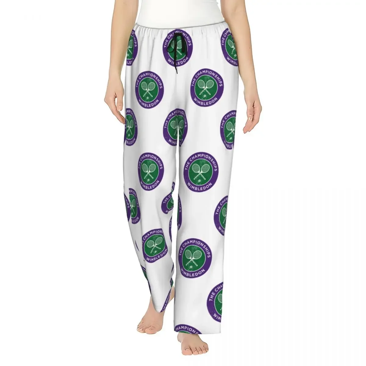 

Custom Tennis Championships Logo Print Women Pajama Pants Lounge Sleep Sleepwear Bottoms with Pockets