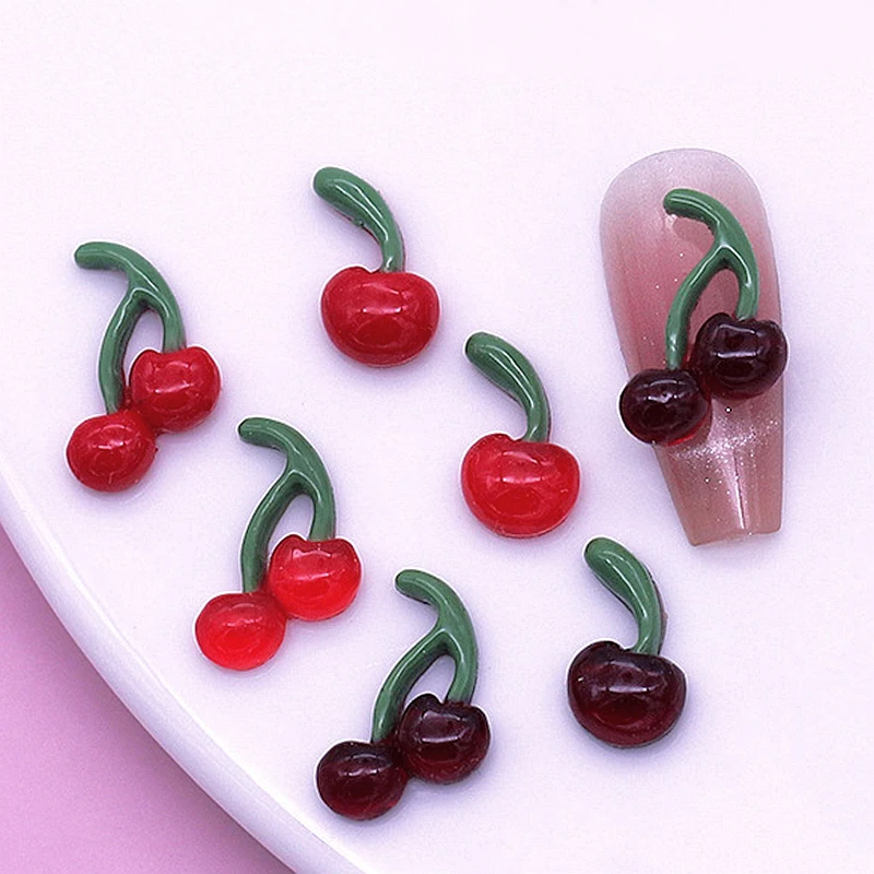 

50PCS 3D Acrylic Cherry Nail Art Charms Fruit Accessories Parts For Manicure Decor Design Nails Decoration Supplies Material DS