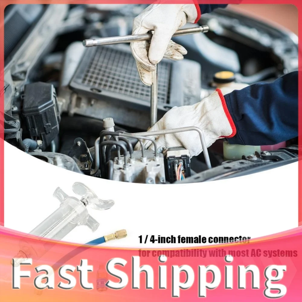 Car A/C Oil Dye Injector with Low Side Quick Coupler Adapter 1Oz Auto Compressor Oil Dye Injector Air Conditioning Repair Tools