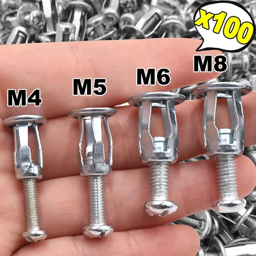 Juego de tornillos de tuerca de expansión, diseño de ranura cruzada de cabeza redonda, fijación segura, hojas de hierro huecas, superficies metálicas, remache de pétalos, 4-100 Uds.