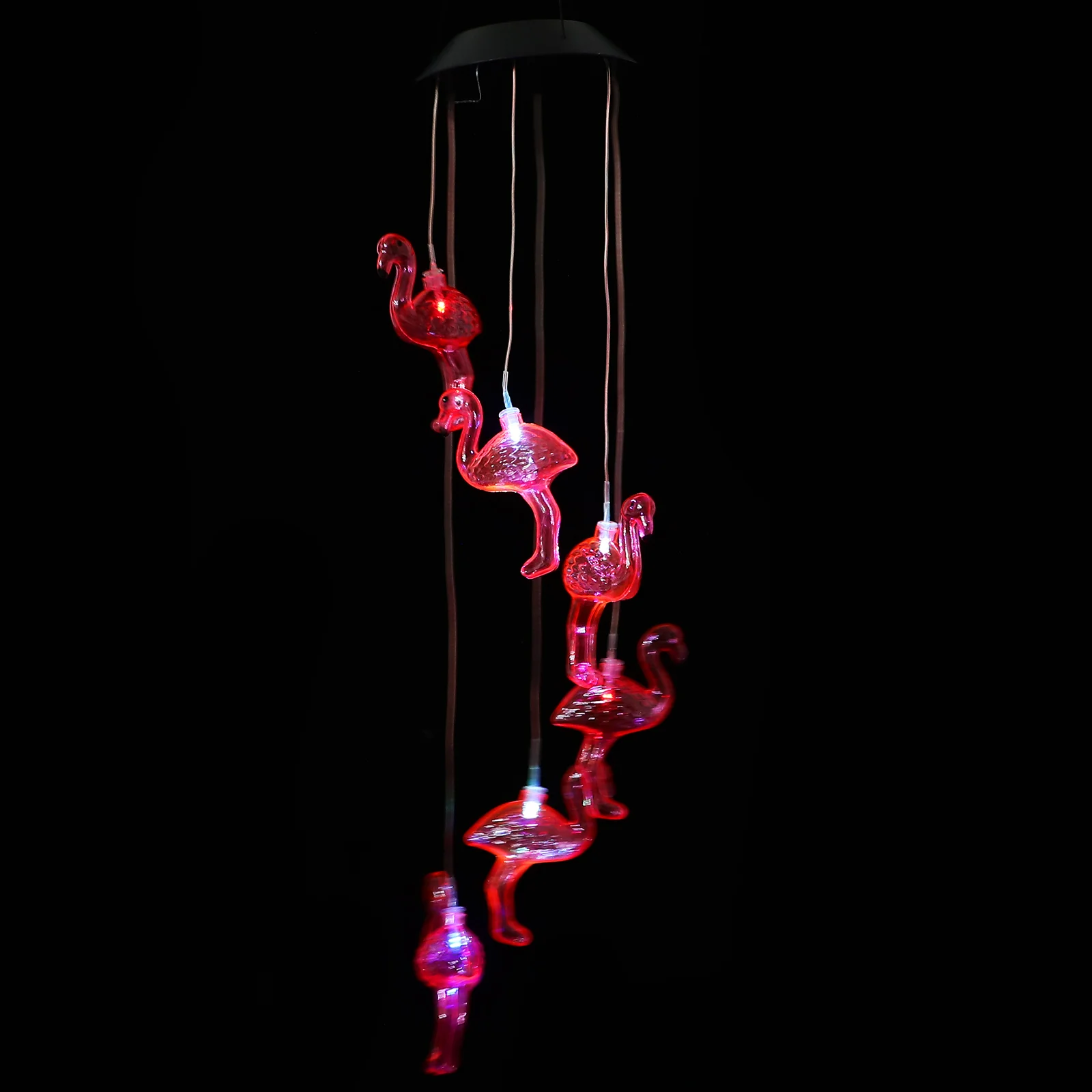 Solar Flamingo Wind Chime Lamp for Garden Outdoor Lights Hanging Waterproof Bell Power Decorate Decoration