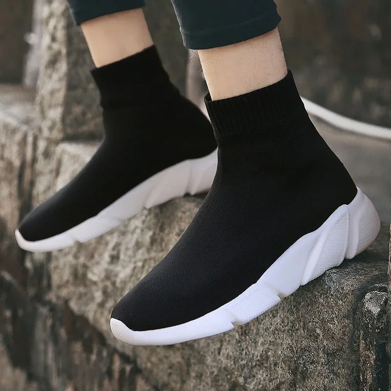 Couple Socks Sneakers Women Men Knit Mesh Upper Breathable Sport Sock Boots Woman Chunky Shoes High Top Light Walking Trainers