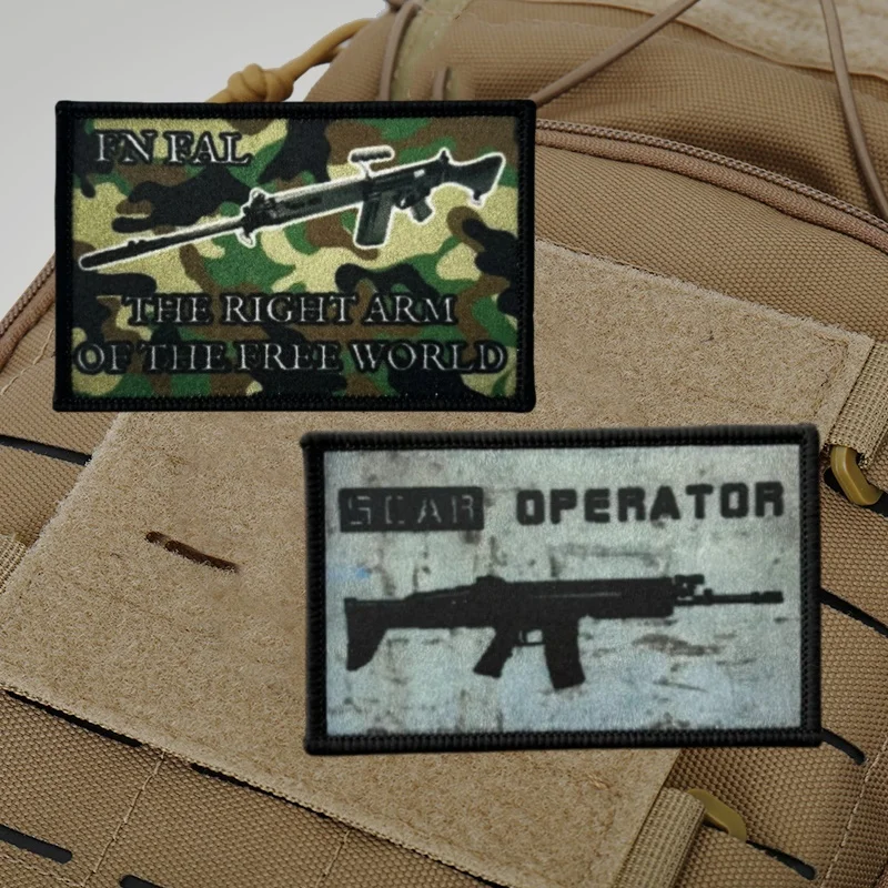 FN FAL بندقية التكتيكية المعنويات شارة مطبوعة التصحيح على الملابس هوك حلقة جرس OFFERATOR العسكرية بقع حقيبة الظهر الملحقات ملصق #1