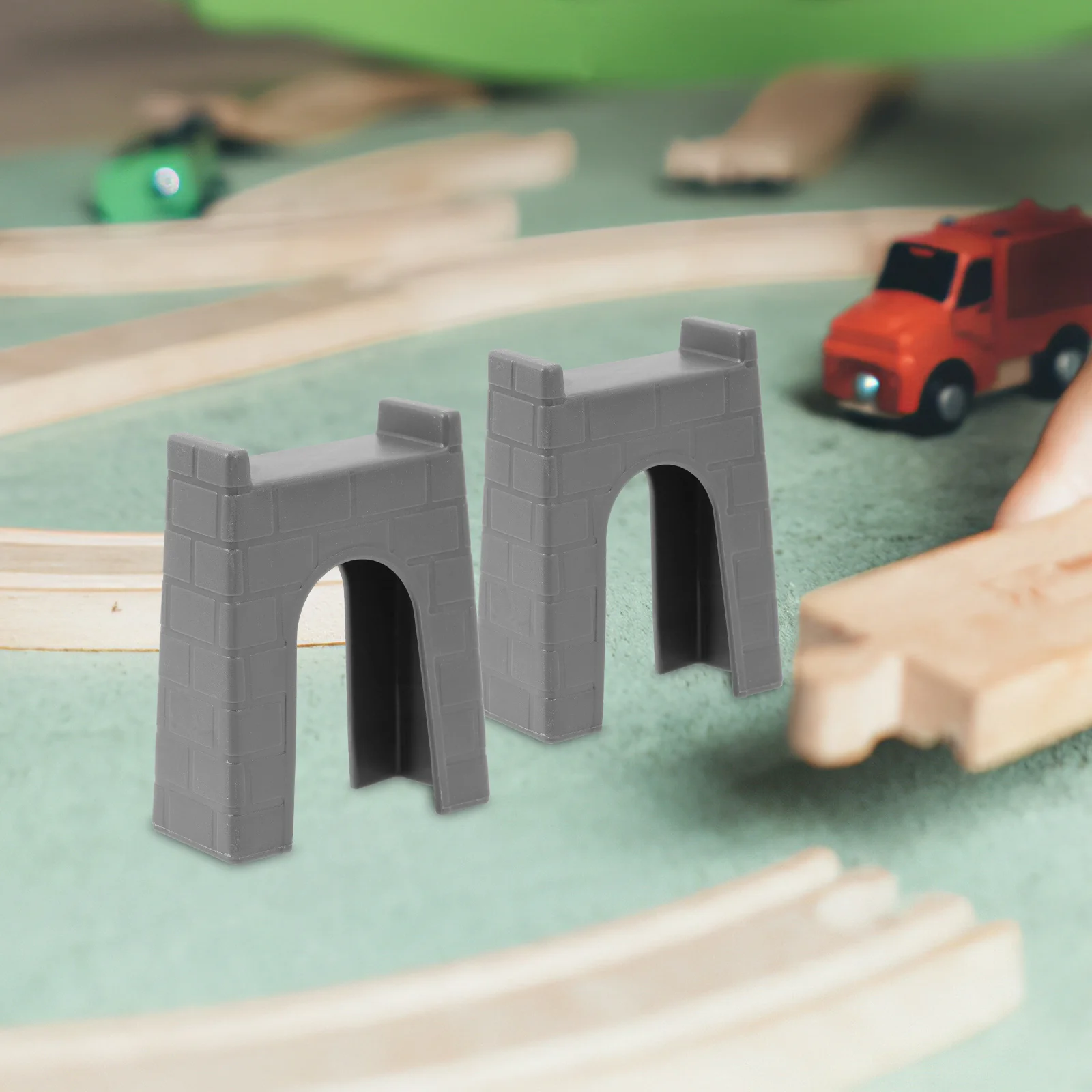 6 pezzi Train Pier Track Ferrovia Supporta Accessori Adattatore Ponte Giocattoli in legno Giochi di finzione per bambini