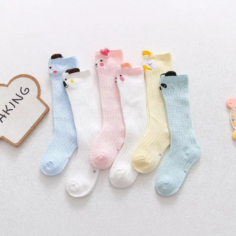 Spring Summer Children Baby Girls Leg Warmer Knee High Socks Cotton Mesh Socks Kid Clothing for Boy Unisex Toddler Cartoon Socks