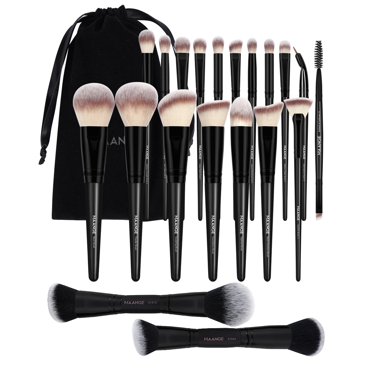 MAANGE Set di pennelli per trucco professionale da 20 pezzi con custodia per fondotinta, fard, ombretto, regalo per principianti