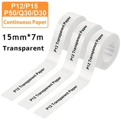 3Roll 15mm*7M Adhesive Label Paper for P12/P15/P50/Q30/D30 KingJim LR5C Office Labeling MAKER