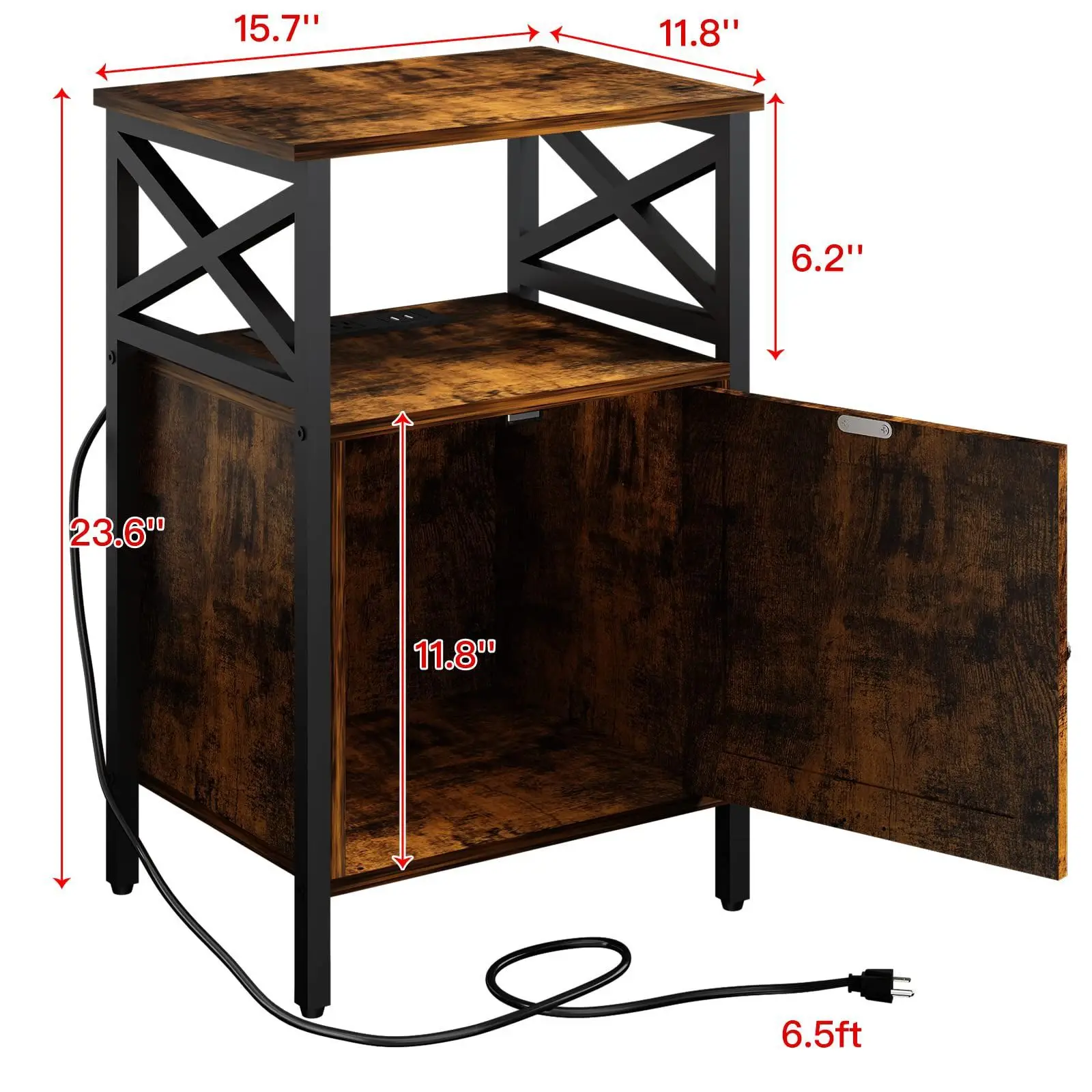 Cross-border exclusive supply, coffee table with USB port and bedside table with 2 layers of storage space, suitable for bedroom