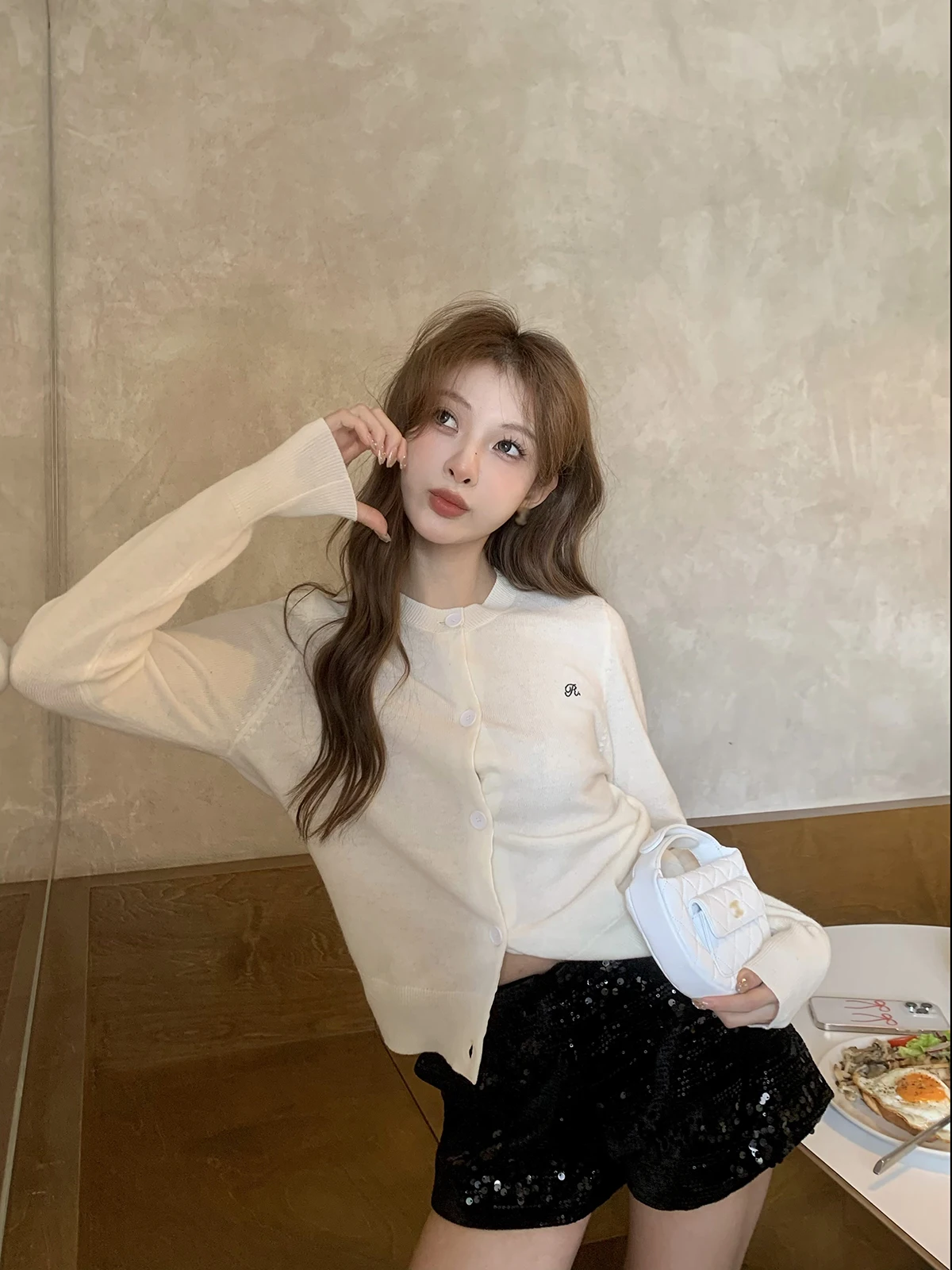 

IUIU ONLINE 00% Woolen Vintage Lazy Sle Loose Knitted Long Sve Casual Top Women's Open Cardigan Embroidered Comfortable