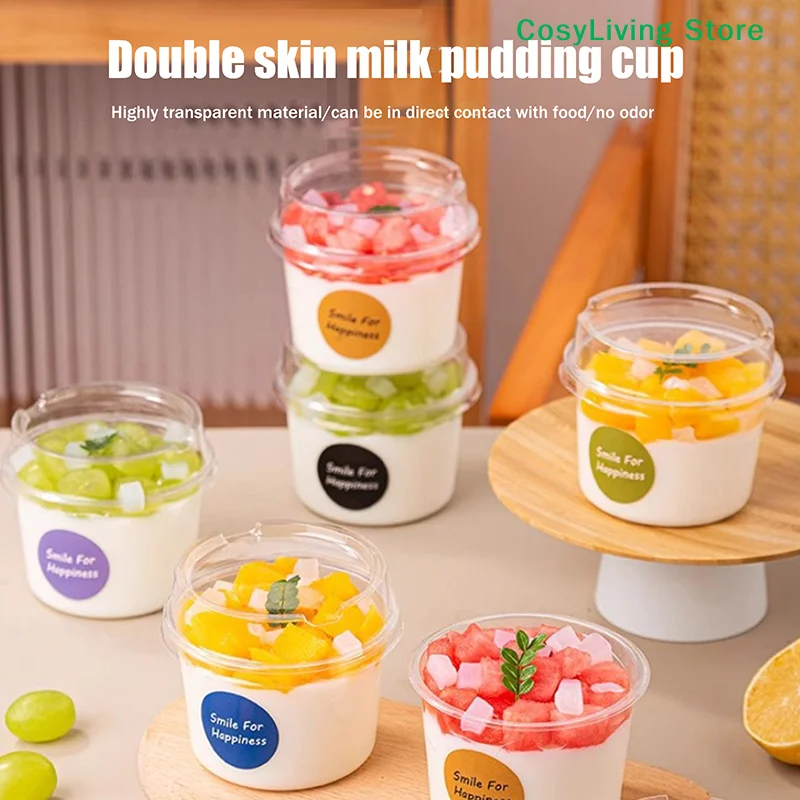 [CL]10/50Pcs Transparent Dessert Cup With Lid Ice Cream Cups Baking Packaging Container For Pudding Yogurt Cups Mousse Cake Box