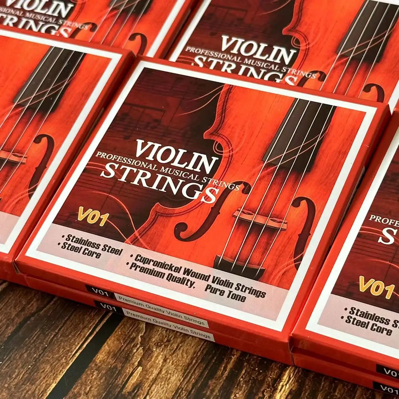 Violin Strings Universal Full Set (G-D-A-E) Steel Core Cupronickel Wound Fiddle String Medium Gauge - Steel Ball - End E