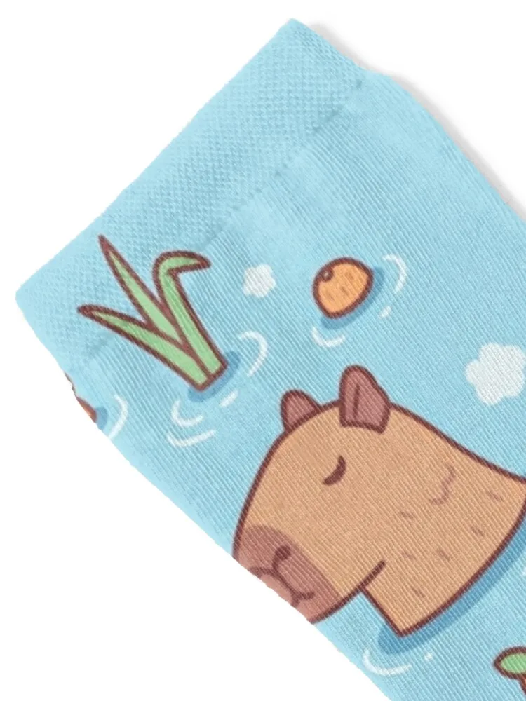 Cute Capybaras Chilling in Hot Spring With Oranges Socks anti-slip gym Socks For Women Men's