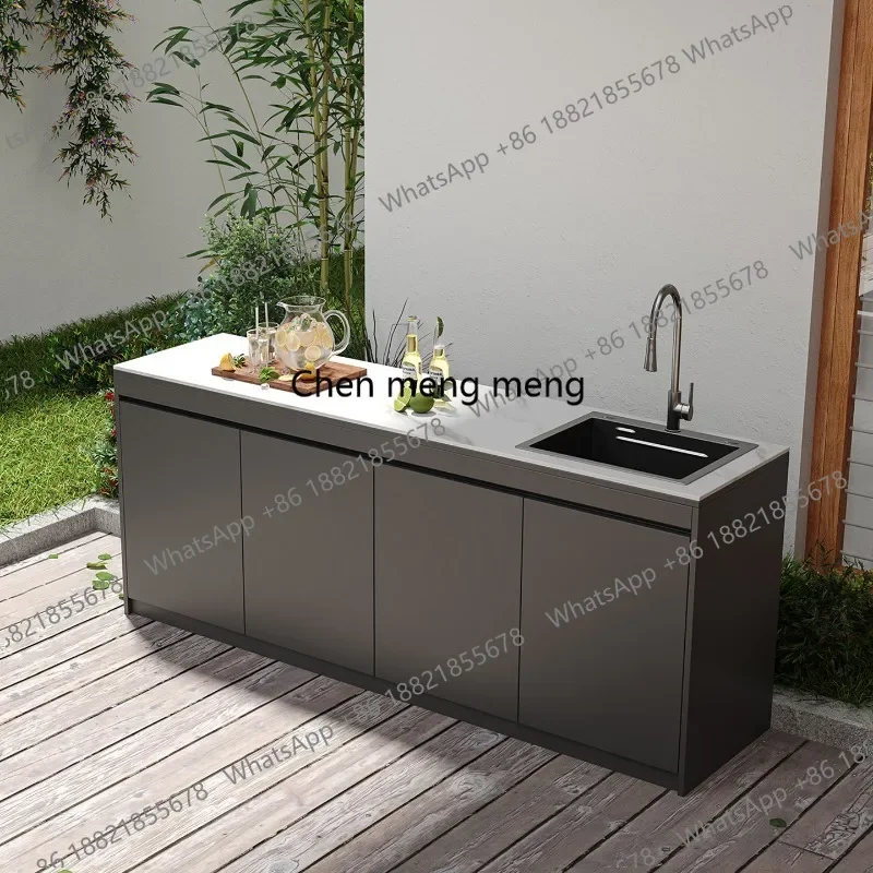 cc182 Outdoor courtyard rock slab wash basin aluminum alloy, outdoor pool basin console locker