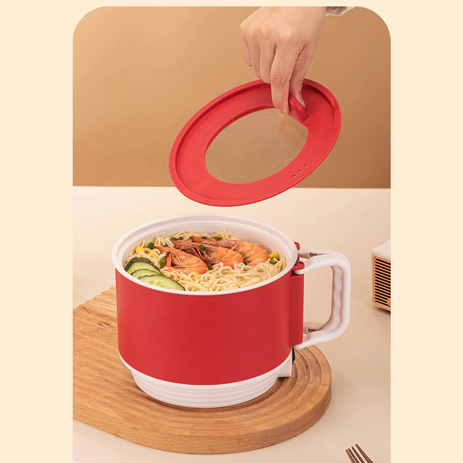 1.8L 電気調理鍋 折りたたみハンドル付き 多機能 効率的 ノンスティック 家庭用 寮 オフィス用