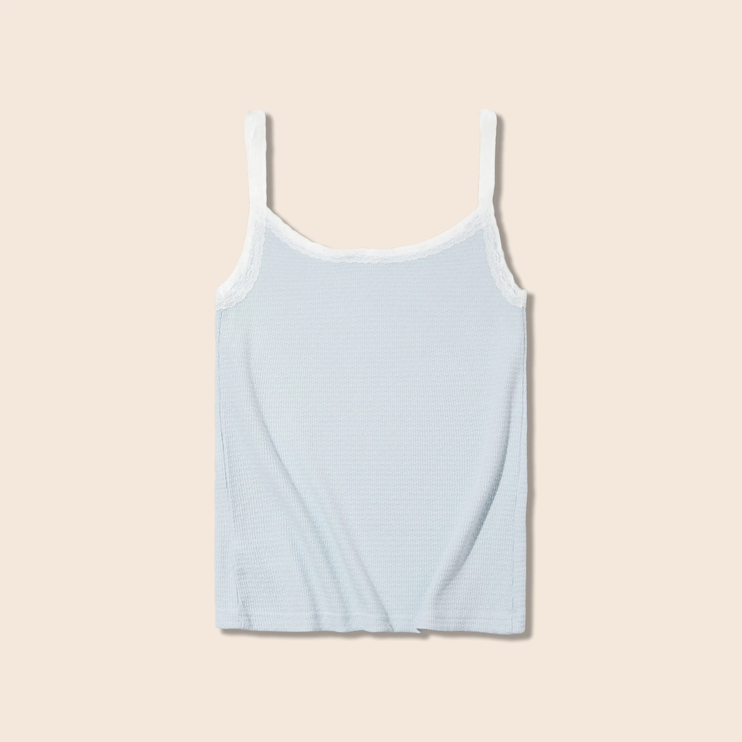 YESCCI Sleeveless Top Women 2026 Summer New Lace Trim Spaghetti Straps Fitted Top Stretch Casual Versatile Camisole S56427053