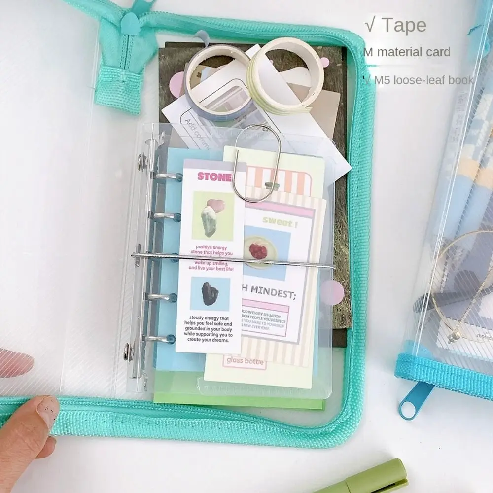 

Multifunctional Transparent Zipper Pouch A6 Solid Color File Folder Bag Large Capacity PP Stationery Organizer Pouch