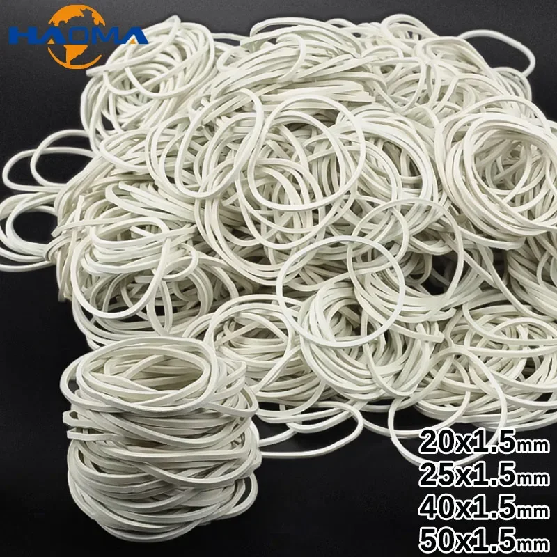 Dia 20mm-50mm High Elastic White Rubber Bands Stretchable O Rings Wire diameter 1.5mm