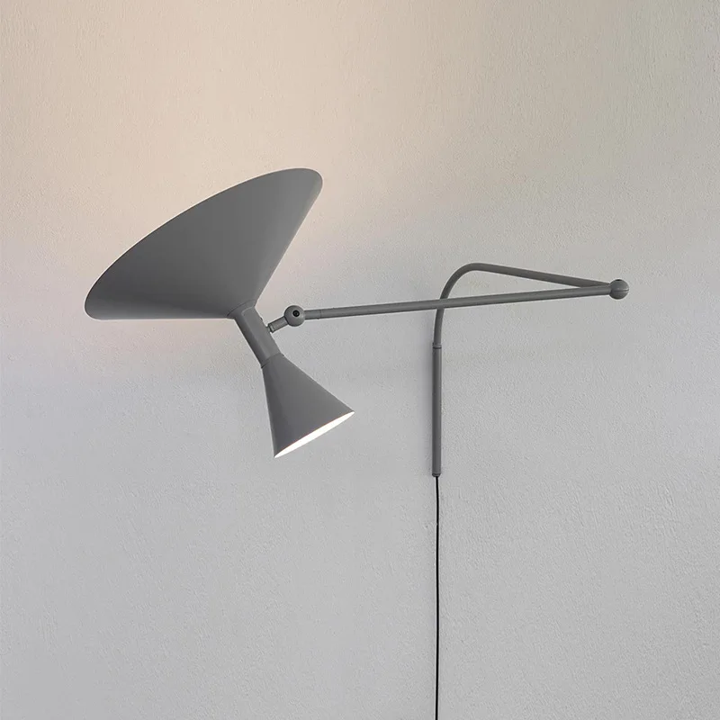 Nordic Retro Long Pole Rocker Arm Wall Lamp Living Dining Room Wall Scone Kitchen Bar Counter Rotatable Bedroom Study Lighting