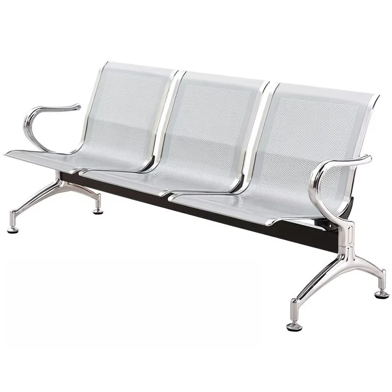 Modern Stainless Steel Leather Pad Stainless Steel Waiting Chair Public Waiting Bench