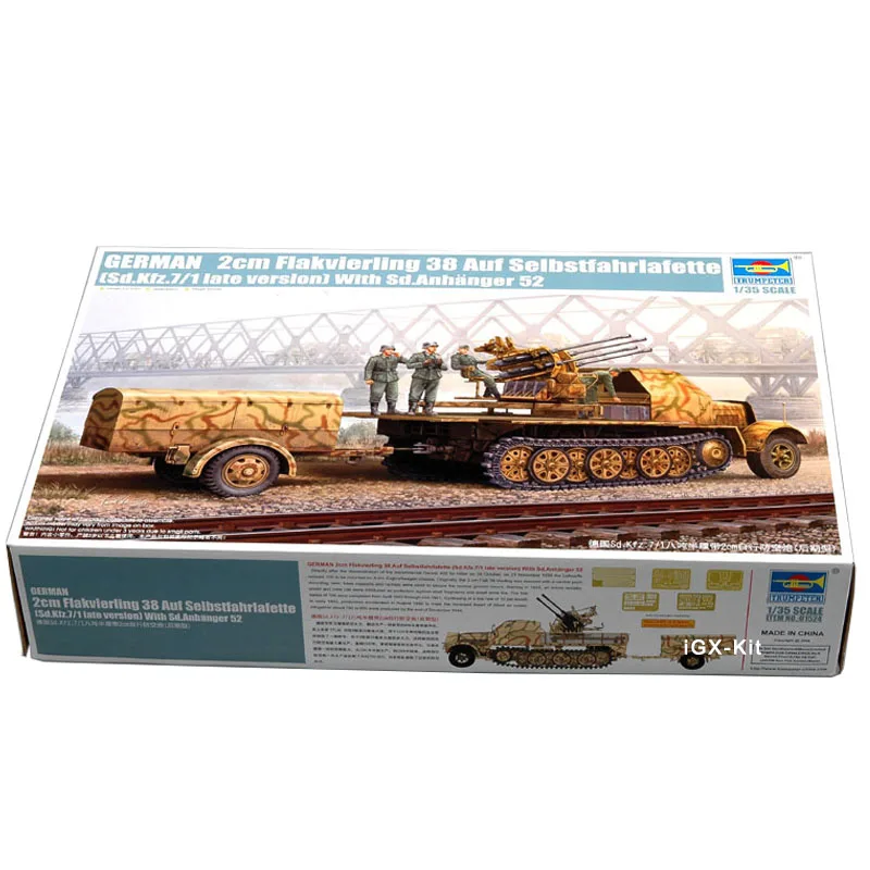 

Trumpeter 01524 1/35 Немецкий SdKfz 7/1 полутрек W/ 2 см Flak 38 пистолет и поставка прицепа подарок пластиковая сборка набор для моделирования