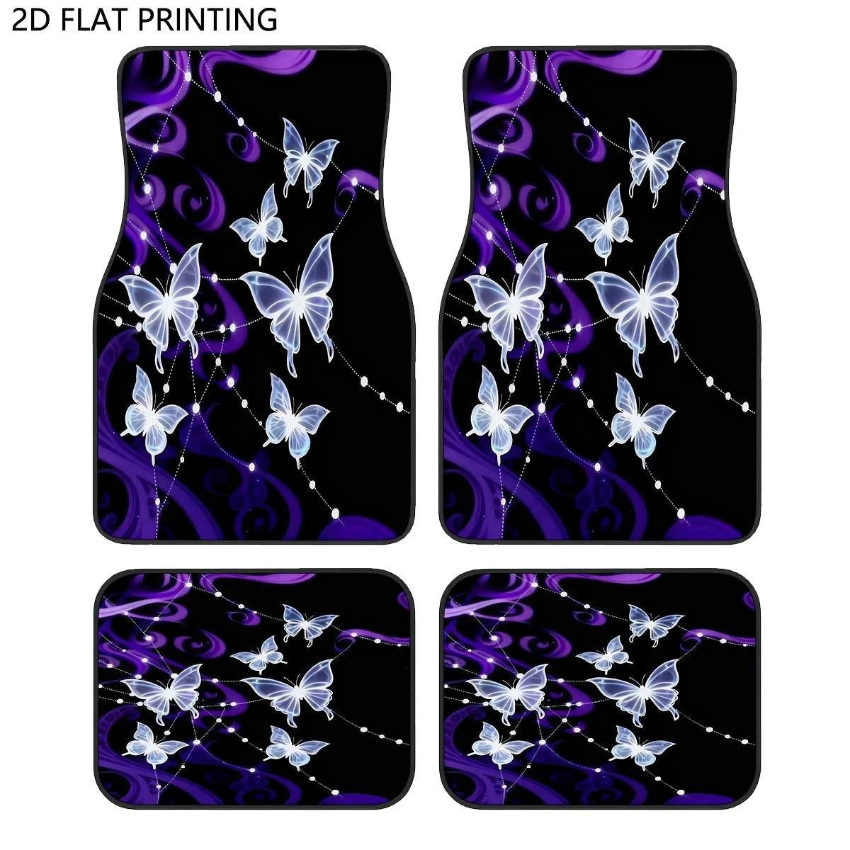 

4pcs Car Floor Mat Set | Elegant Purple And Swirl Design, Durable Polyester Material, Suitable For Sedans And Sports Cars, Perfe