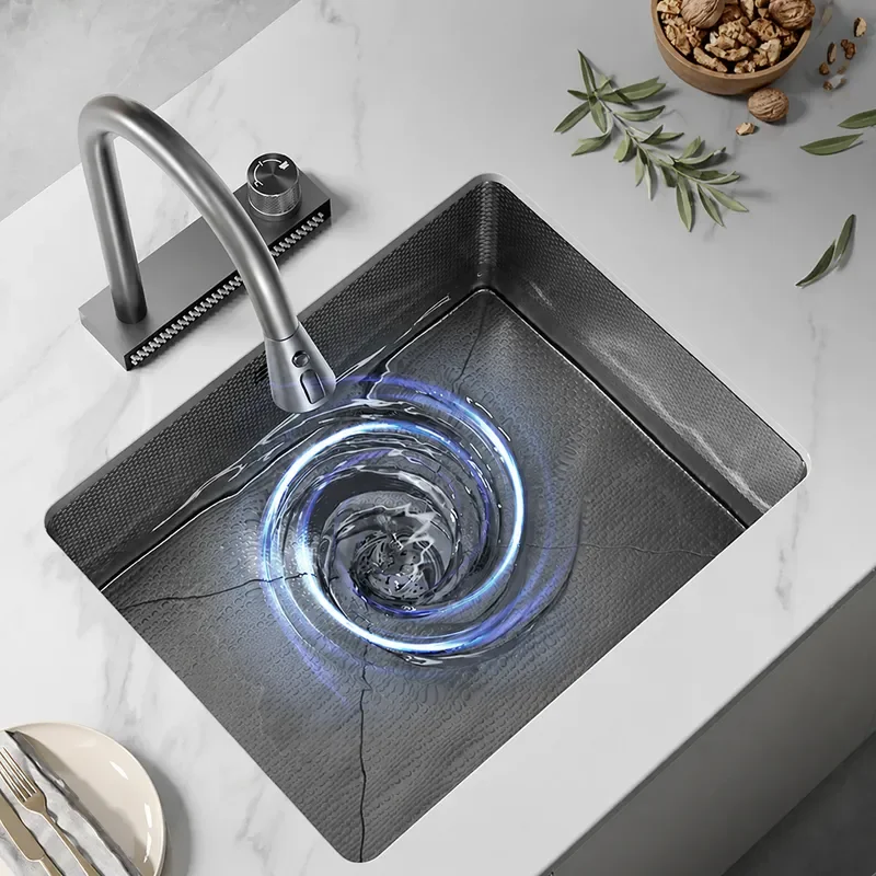 Small Mini Hand Sink 304 Stainless Steel Handmade Single Bowl for Dining Side Cabinet Island Tea Bar Vegetable Washing Basin