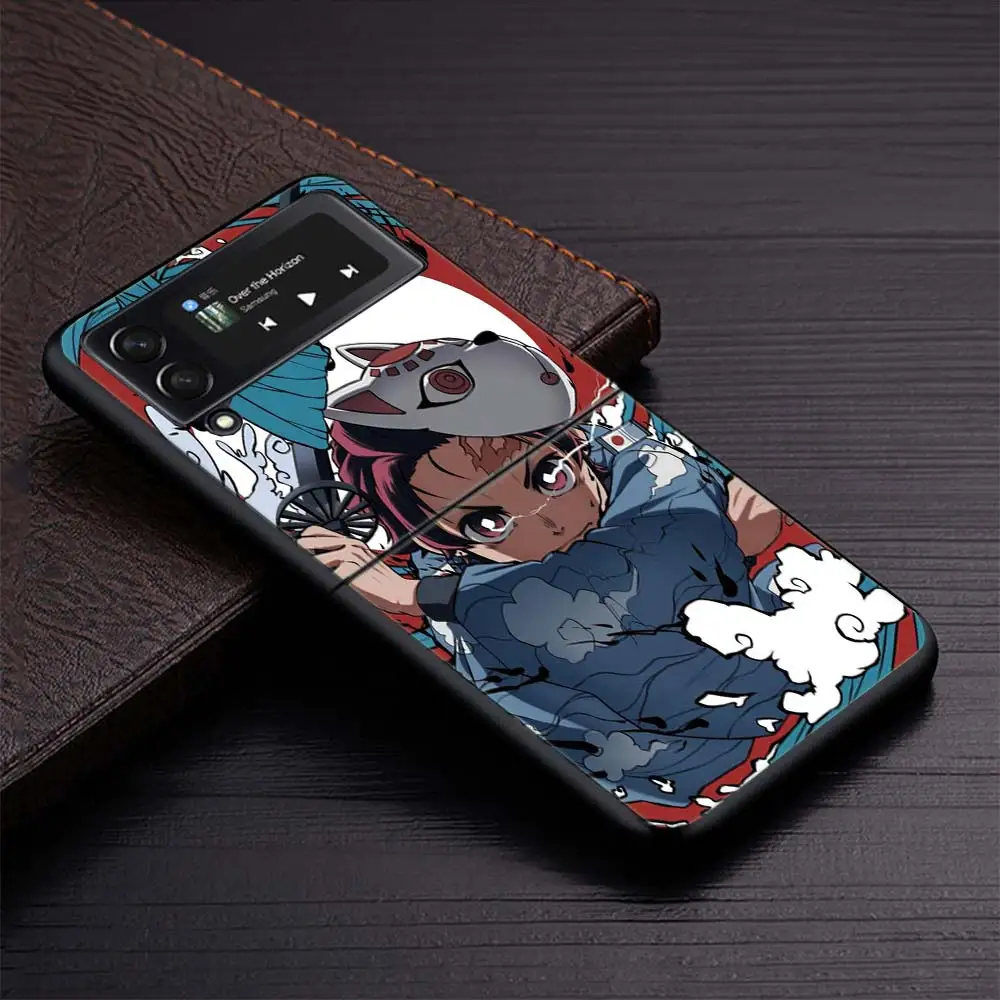 Demon Slayer Tanjiro Zflip4 Zflip5 Phone Case For Samsung Z Flip3 Flip4 Flip5 5G zFlip 4 5 Cover Cellphone Shell Caso Fundas