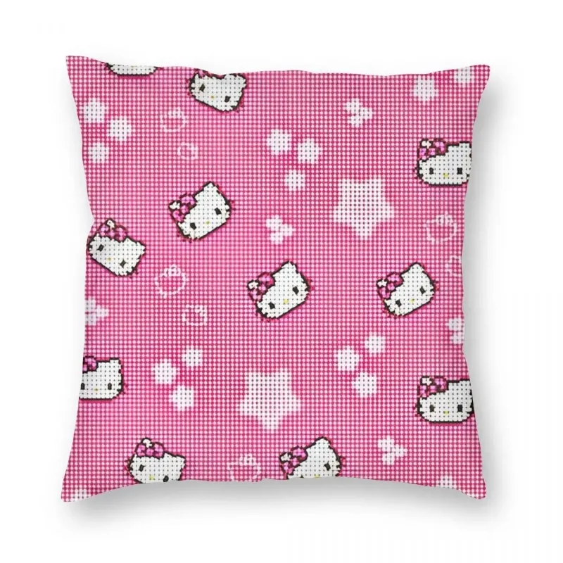 Sanurgente Kawaii Hello Kitty Anime Pillowcase, Just Cushion, Printing, Polyester, Decoration, Home, Square, 40x40cm