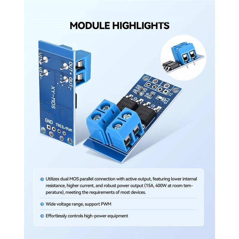 A33T-6PCS Dual High-Power Trigger Switch MOSFET Drive Module Motor Speed Controller 0-20Khz PWM Aanpassing DC 5V-36V 400W,15A