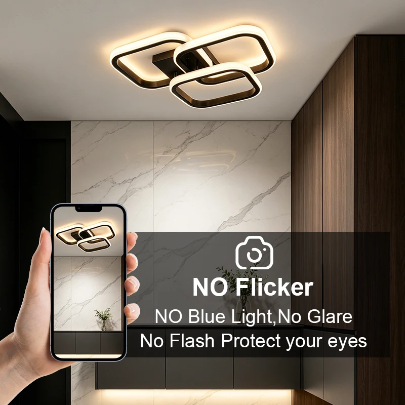 36/48W Modern LED Ceiling Light for Living Bedroom 3/4 Heads Led Chandelier Ceiling Lamp Black/White Ceiling Lamp 85-265V