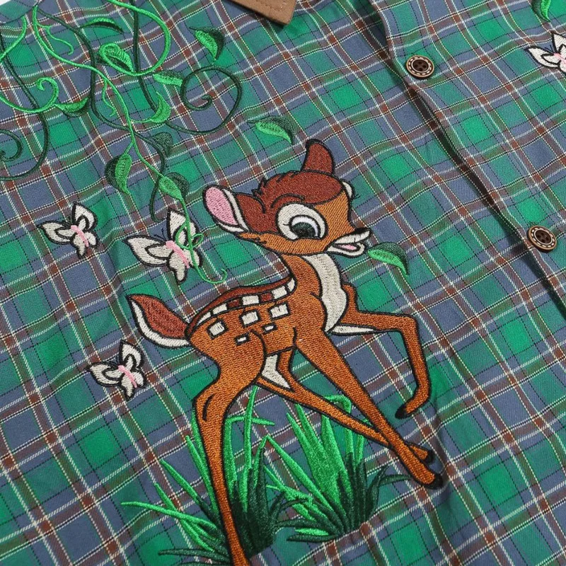 Autumn Embroidered Deer Shirt Long Sleeved Shirt Formen High Street Versatile Casual Plaid Shirt Jacket Unisex Clothing