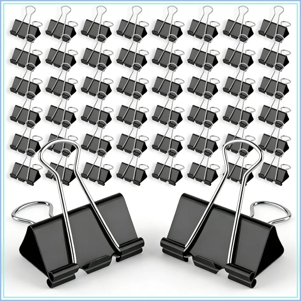 

48 Pcs Medium Binder Clips, 1.25 Inch Office Clips with Container, Strong Grip & Rust-Resistant for Office, Home, School, Cable Management