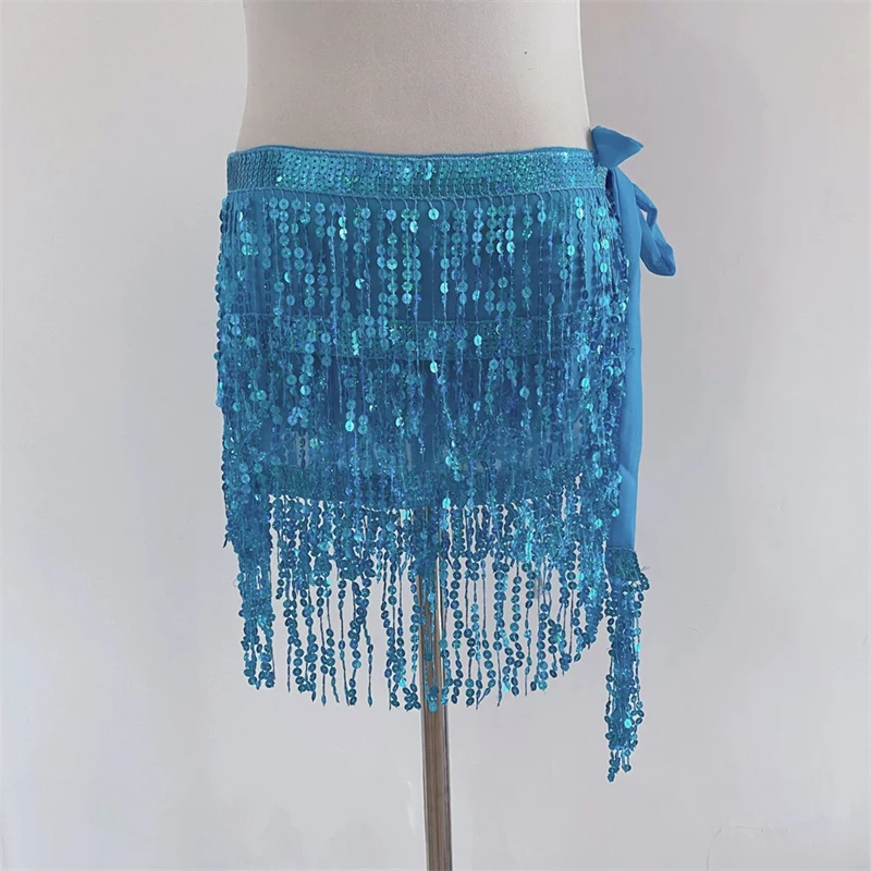 Bauchtanz-Hüfttuch für Damen, Pailletten-Fransengürtel, Tanzkostüm, Y2K-Accessoire, Halloween, Festival, Rave, Bühnenauftritt, Partykleidung – Detail 4