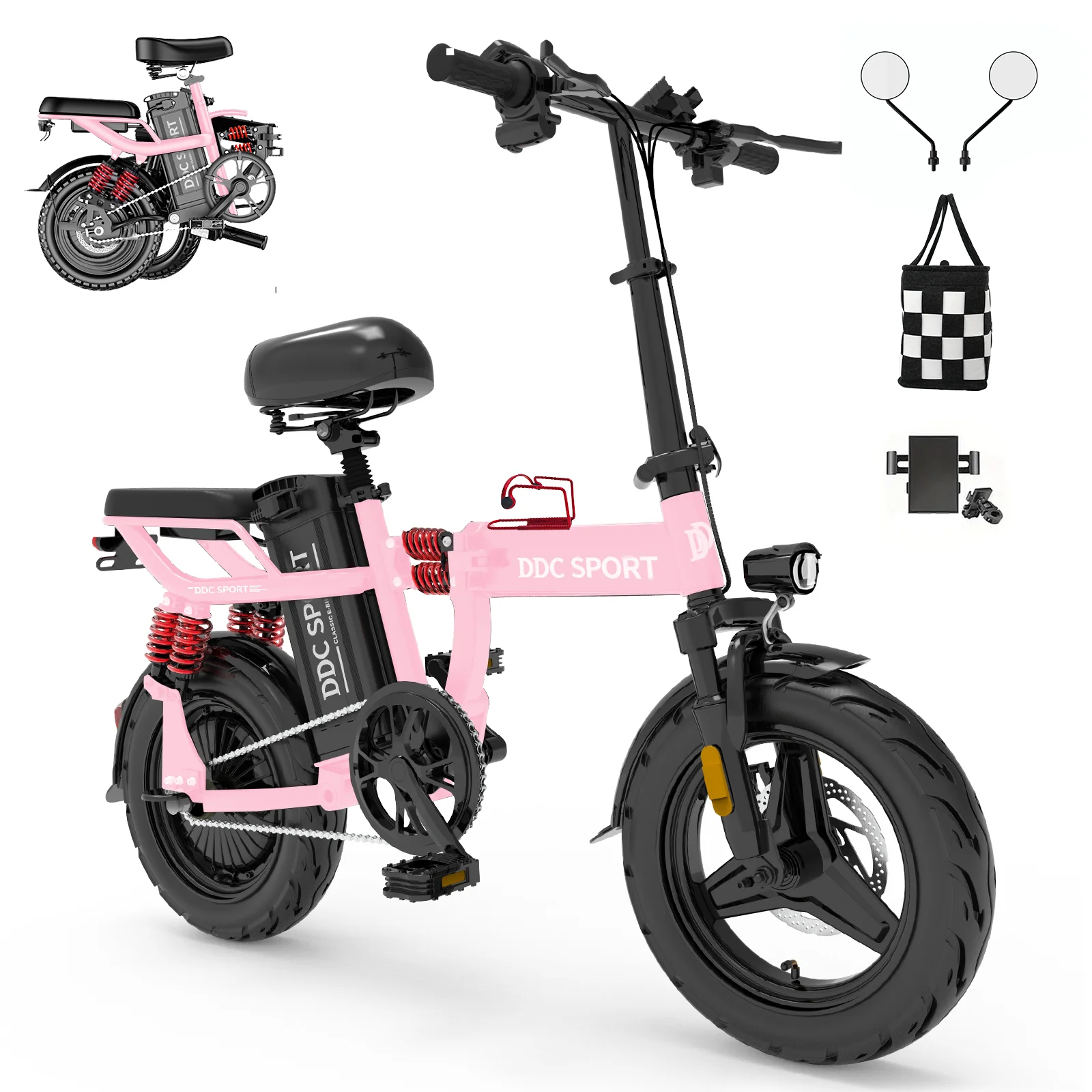 

Folding Electric Bike, Electric Bicycle with 48V 15AH Removable Battery, Electric Bike for Adults Teens,14'' Ebike