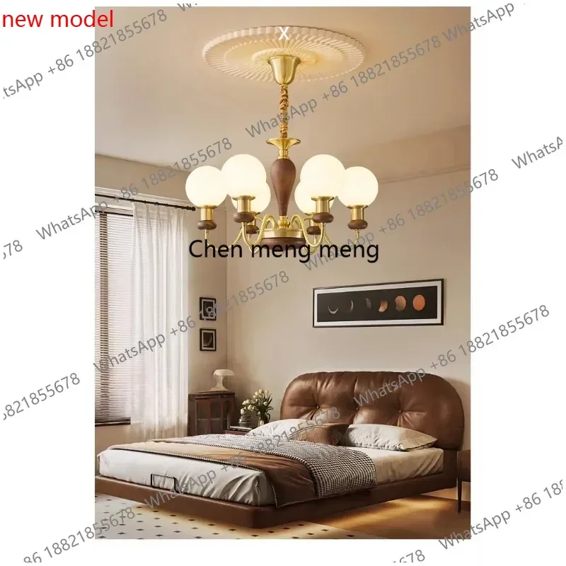 N138  All Copper American Middle French Vintage Living Room Pendant Light New Chinese Bedroom Light