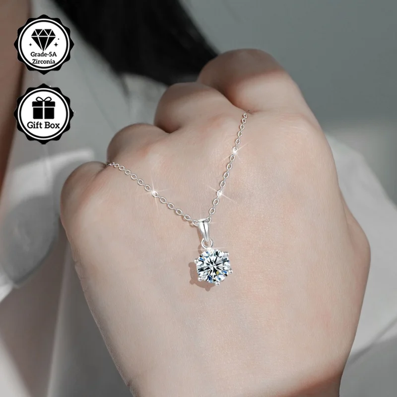 Schmuck für Frauen, hypoallergene Halskette, Weihnachtsgeschenk für, 2-Karat-Zirkonia-Halskette, hochwertiger Schmuck, Bohemian,