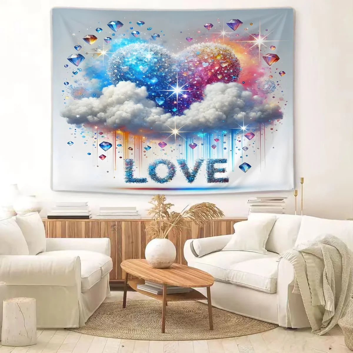 

Diamond-Cloud "Love" Tapestry:Dreamy Celestial Style,Ideal Wall Decor for Living Rooms & Dorms,for Romantic Fantasy Decor Lovers