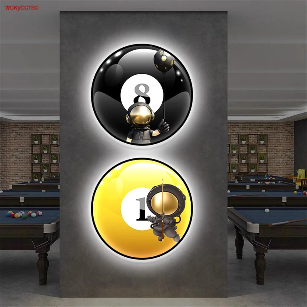 Creative Billiards Hall Background Wall Lamp Illuminated Hanging Paintings For Kids Living Room Nursery Bedside Deco Night Light