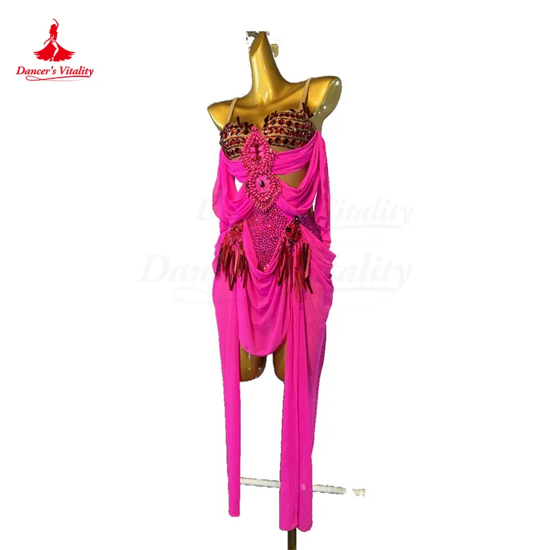 

Latin Dance Dress Women Customsized Competition Costume Art Examination Profession Performance Cha Cha Rumba Skirt Latin Dresses