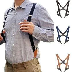 Men's Suspenders Adjustable Braces X Shape Elastic Strap Side Clip Crossover Adult Suspensorio Trousers Apparel Accessories